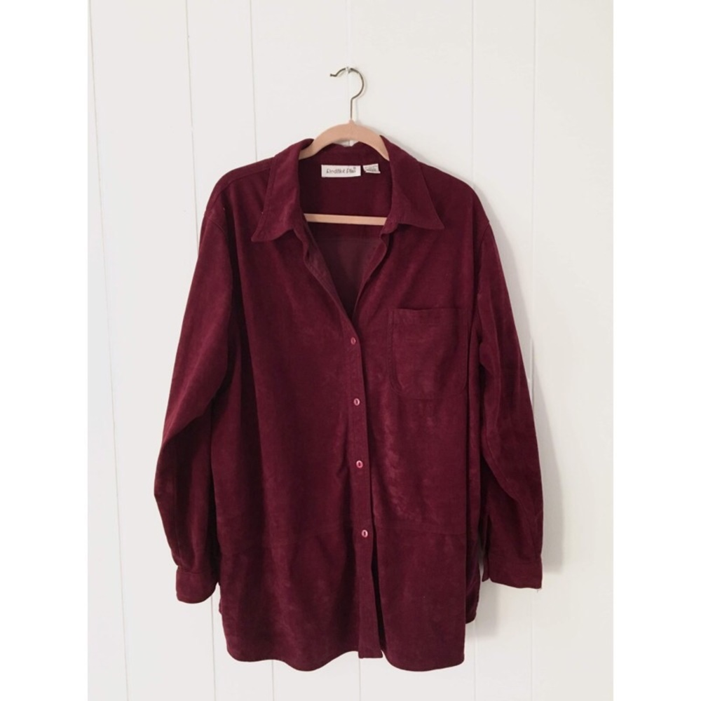 Over sized button up or button down.